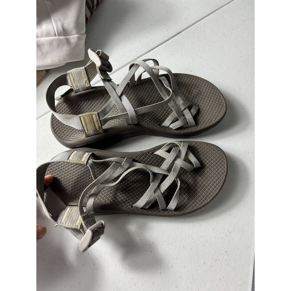 Chaco Cloud Women's Silver Gray Sandals Adventure Hiking Outdoors Strappy Sz 7 - Picture 14 of 15